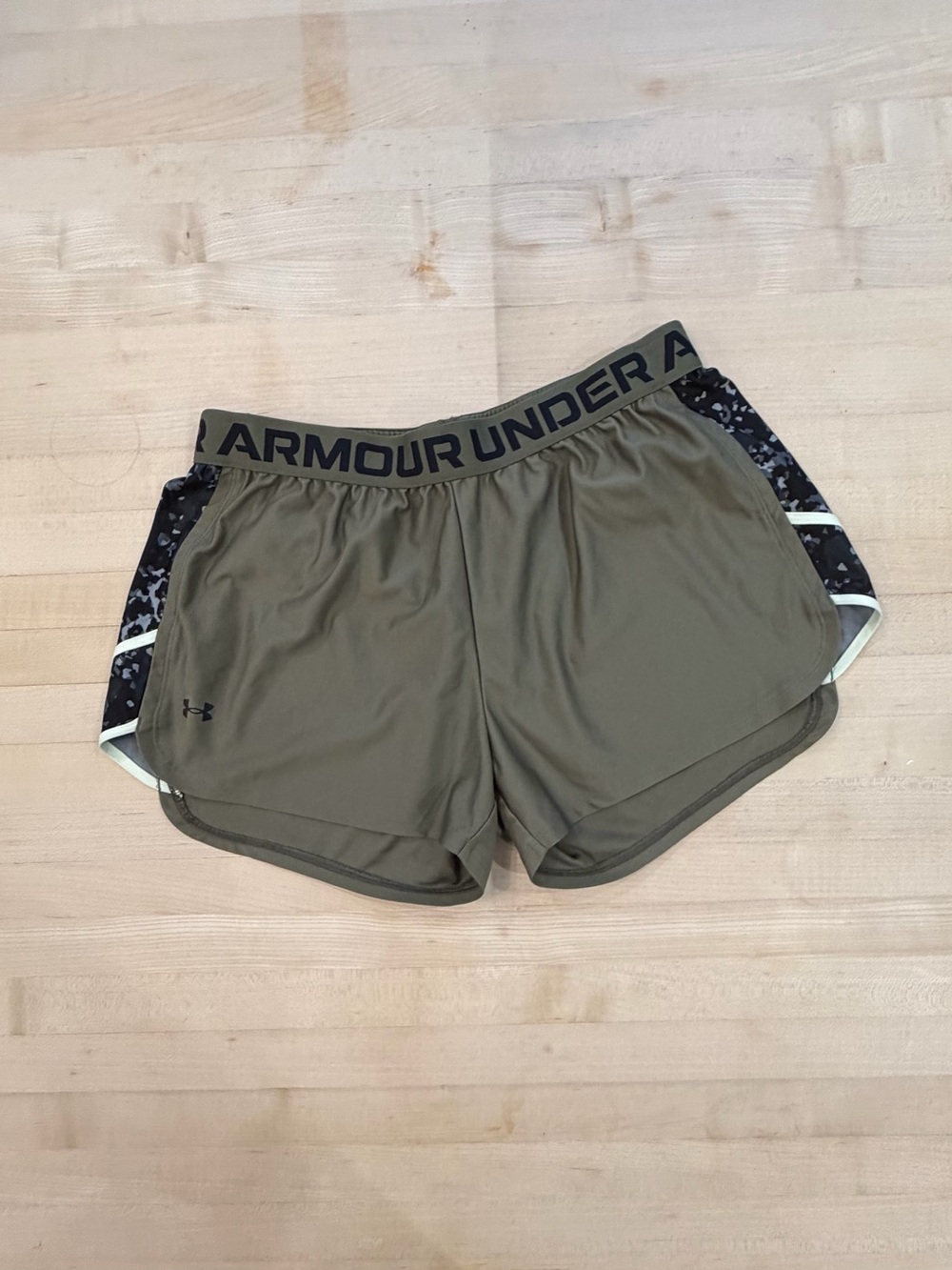 Under Armour Olive Green Athletic Shorts with Camouflage Trim